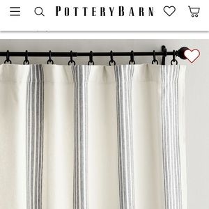 Pottery Barn Riviera Stripe Curtain, Charcoal, Blackout, 50” x 108”